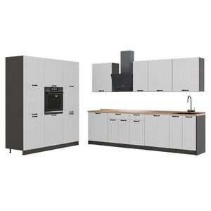 Vicco KUCHYŇSKÝ KOUT Fame-Line, Bílý venkovský dům/Antracit, 460 cm, PD Dub obraz