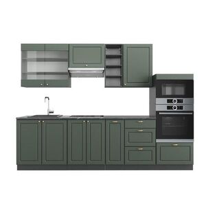 Vicco KUCHYŇSKÝ KOUT Fame-Line Zeleno-zlatá Country House/Anthracite 280 cm bez pracovní desky obraz