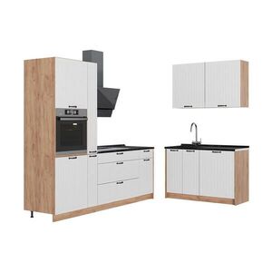 Vicco KUCHYNĚ Fame-Line, Bílý venkovský dům/Zlatý mocný dub, 220 x 120 cm, PD Antracit obraz