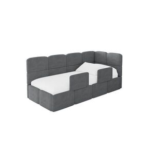 ALTDECOR JEDNOLŮŽKOVÁ POSTEL pro mládež s úložným prostorem a matrací H3/H4, vlevo - KIVY 80x200 tmavě šedá obraz