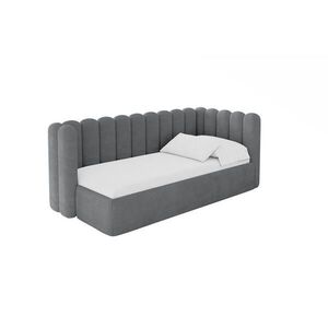 ALTDECOR JEDNOLŮŽKOVÁ POSTEL pro mládež s úložným prostorem a matrací H3/H4, vlevo - HUGY 90x200 tmavě šedá obraz