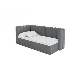 ALTDECOR JEDNOLŮŽKOVÁ POSTEL pro mládež s úložným prostorem a matrací H3/H4, vpravo - HUGY 100x200 tmavě šedá obraz