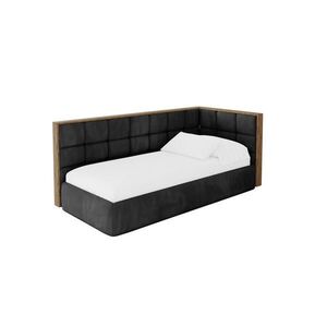 ALTDECOR JEDNOLŮŽKOVÁ POSTEL pro mládež s úložným prostorem a matrací H3/H4, vlevo - SOVY 90x200 černá obraz