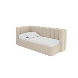 ALTDECOR JEDNOLŮŽKOVÁ POSTEL pro mládež s úložným prostorem a matrací H3/H4, vpravo - HUGY 80x200 tmavě béžová obraz