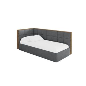 ALTDECOR JEDNOLŮŽKOVÁ POSTEL pro mládež s úložným prostorem a matrací H3/H4, vpravo - SOVY 100x200 tmavě šedá obraz