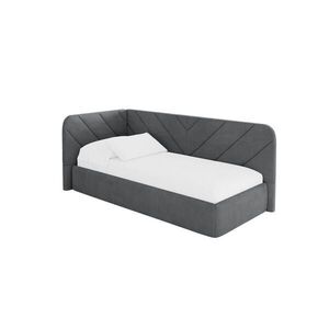ALTDECOR JEDNOLŮŽKOVÁ POSTEL pro mládež s úložným prostorem a matrací H3/H4, vpravo - FIKY 80x200 tmavě šedá obraz