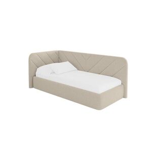 ALTDECOR JEDNOLŮŽKOVÁ POSTEL pro mládež s úložným prostorem a matrací H3/H4, vpravo - FIKY 80x200 tmavě béžová obraz