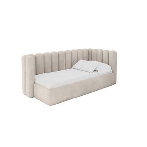 ALTDECOR JEDNOLŮŽKOVÁ POSTEL pro mládež s úložným prostorem a matrací H3/H4, vlevo - HUGY 100x200 béžová obraz