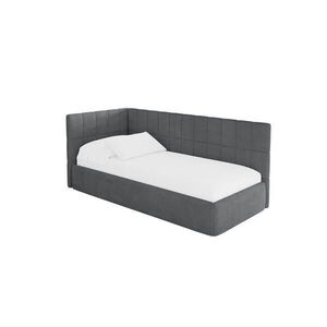 ALTDECOR JEDNOLŮŽKOVÁ POSTEL pro mládež s úložným prostorem a matrací H3/H4, vpravo - TULY 80x200 tmavě šedá obraz