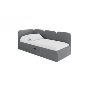 ALTDECOR JEDNOLŮŽKOVÁ POSTEL pro mládež s úložným prostorem a matrací H3/H4, vpravo - ALVY 100x200 tmavě šedá obraz