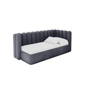 ALTDECOR JEDNOLŮŽKOVÁ POSTEL pro mládež s úložným prostorem a matrací H3/H4, vlevo - HUGY 80x200 tmavě šedá obraz