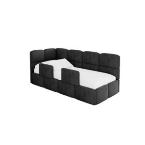 ALTDECOR JEDNOLŮŽKOVÁ POSTEL pro mládež s úložným prostorem a matrací H3/H4, vpravo - KIVY 80x200 černá obraz