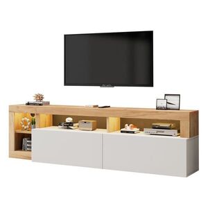 OKWISH TV stolek 184/42/58 cm bílý z dřevotřísky s LED osvětlením a úložným prostorem obraz