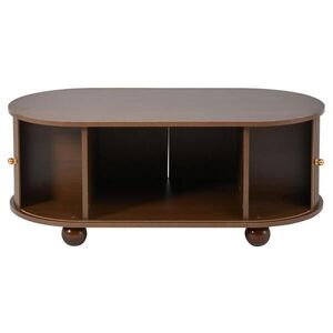 OKWISH KONFERENČNÍ stolek 100/50/40 cm ořechový z MDF s posuvnými dvířky a úložným prostorem obraz