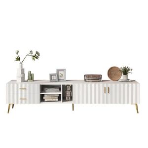 OKWISH TV stolek 180/35/41 cm bílý z MDF pro TV do 80" se 2 zásuvkami a 3 otevřenými přihrádkami obraz
