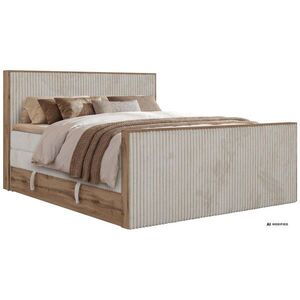 MKS POSTEL BOXSPRING WOOD KING DUO 140/200 - Béžová Manšestr - Topper Visco - H4 obraz