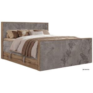 MKS POSTEL BOXSPRING WOOD KING DUO 200/200 - Světle hnědá Manšestr - Topper Visco - H4 obraz