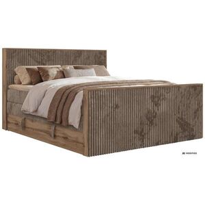 MKS POSTEL BOXSPRING WOOD KING DUO 140/200 - Hnědá Manšestr - Topper T25 - H4 obraz
