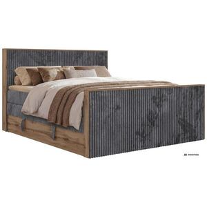 MKS POSTEL BOXSPRING WOOD KING DUO 200/200 - Šedá Manšestr - Topper T25 - H3 obraz