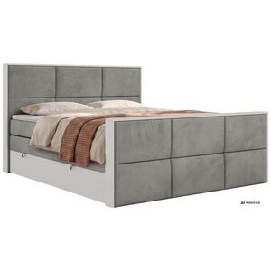 MKS POSTEL BOXSPRING DELVIT KING DUO 180/200 - Světle šedá Samet - Topper Visco - H4 obraz