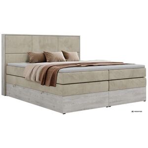 MKS POSTEL BOXSPRING DELNOR KING 180/200 - Béžová Samet - Topper T25 - H3 obraz