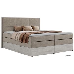 MKS POSTEL BOXSPRING DELNOR KING 140/200 - Šedobéžová Strukturovaná látka - Topper Visco - H3 obraz