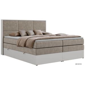 MKS POSTEL BOXSPRING DELVIT KING 200/200 - Šedobéžová Strukturovaná látka - Topper T25 - H3 obraz