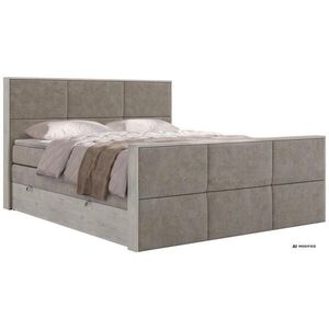 MKS POSTEL BOXSPRING DELNOR KING DUO 200/200 - Šedobéžová Strukturovaná látka - Topper T25 - H4 obraz