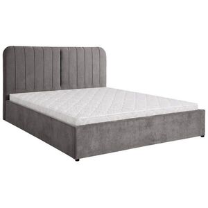 Beautysofa ČALOUNĚNÁ POSTEL Livre s pěnovou matrací 10 cm, s úložným prostorem, 160x200 cm, žinylková látka, tmavě šedá obraz