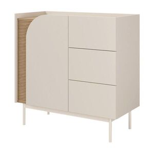 Beautysofa KOMODA Camel s 1 dvířky a 3 zásuvkami, rýhovaný detail, 90 cm, jarní dub + Macadamia obraz