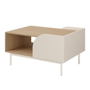 Beautysofa KONFERENČNÍ STOLEK Camel s otevřenou policí a rýhovaným detailem, 90x60 cm, jarní dub + Macadamia obraz
