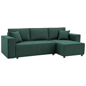 Beautysofa ROHOVÁ ROZKLÁDACÍ POHOVKA Neapol s úložným prostorem, 255 cm, manšestrová látka, zelená obraz