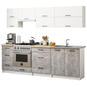 RAUMHIRSCH FURNITURE KUCHYŇSKÝ BLOK Bílá, beton 203/240/46 obraz