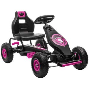 HOMCOM GOKART, dětské vozidlo s nastavitelným sedadlem, šlapací auto, růžové obraz