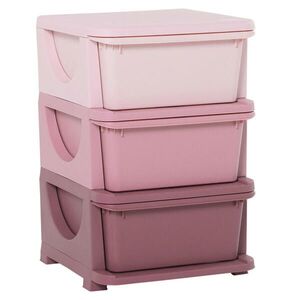 HOMCOM ÚLOŽNÉ BOXY pro děti, 3 velké zásuvky, plast, růžová obraz