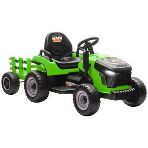 AIYAPLAY DĚTSKÝ ELEKTRICKÝ TRAKTOR 3 rychlosti s přívěsem, 2 motory, pro děti od 3 do 8 let, zelený obraz