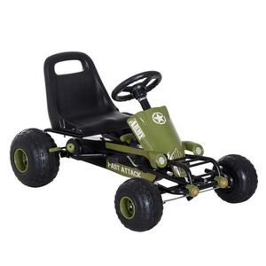HOMCOM GO Kart Kettcar s ruční brzdou Dětské šlapací autíčko Šlapací vozidlo od 3 let Zelené obraz
