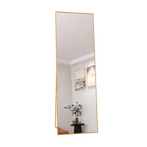 STOJACÍ zrcadlo 162x53 cm – Volně stojící a nástěnné, zlatý rám z hliníkové slitiny obraz
