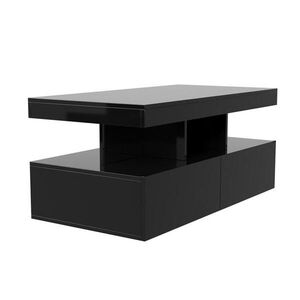 EuroLiving KONFERENČNÍ stolek 104x53 cm s LED osvětlením, zásuvkami a 2 zásuvkami, bílý obraz