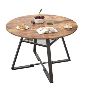 SHOPENTRA JÍDELNÍ stůl, kulatý, 120 cm, dřevěný, černý, industriální styl obraz