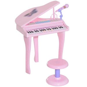 HOMCOM DĚTSKÝ klavír, klávesy, hudební nástroj, MP3, USB, 37 kláves, se stoličkou obraz