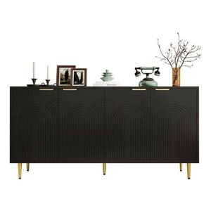 Modfu KOMODA z MDF a dřevotřísky 160x80x40 cm černá se 4 dvířky, nastavitelnými policemi a tichým dovíráním obraz