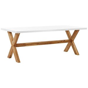 Beliani ZAHRADNÍ STŮL Vláknocement bílý/světlejší Odstín dřeva 200/100 cm Olbia obraz
