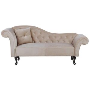 Beliani ČALOUNĚNÉ LEHÁTKO CHAISE LONGUE Sametová látka béžové levostranné Lattes obraz