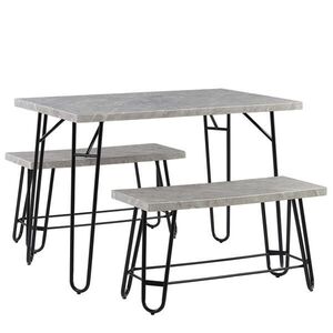 Beliani JÍDELNÍ SESTAVA Mramor Look Šedá 4-místná 110/70 cm Kempton obraz