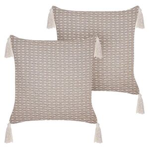 Beliani DEKORATIVNÍ POLŠTÁŘ sada 2 ks Taupe 42/42 cm Hakone obraz