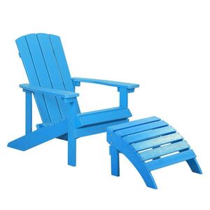Beliani ZAHRADNÍ ŽIDLE s podnožkou Umělé dřevo modrá Adirondack obraz