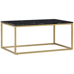 Beliani KONFERENČNÍ STOLEK Mramor Look černý/zlatý obdélníkový 60/100 cm Delano obraz