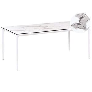 Beliani ZAHRADNÍ STŮL 180/90 cm Mramor Look Bílý Mramor Sovareto obraz