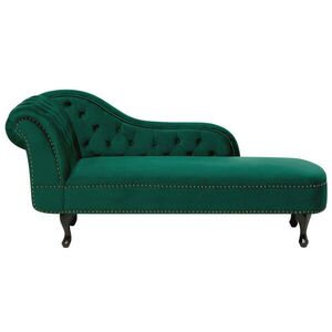 Beliani ČALOUNĚNÉ LEHÁTKO CHAISE LONGUE Sametová látka zelené levostranné Nimes obraz